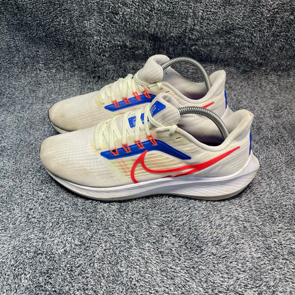 Nike Air Zoom Pegasus 39 White Racer Blue Crimson Running Shoes Size 8.5 Mens